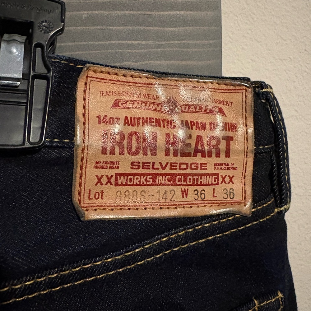 Beautiful dark indigo selvedge Iron Heart 888S 14 ounce denim